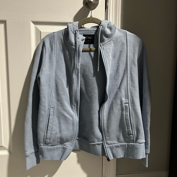 Figs Tops - Figs Dusty Blue Zip Up Hoodie Sweater